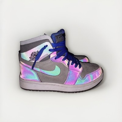 Jordan Air Jordan 1 Zoom Reflective High Top Sneakers Gray Blue Iridescent Retro
