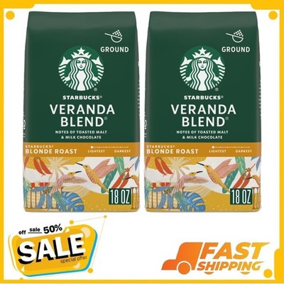 ( 2 Pack ) Starbucks Veranda Blend, Ground Coffee, Starbucks Blonde Roast, 18 oz