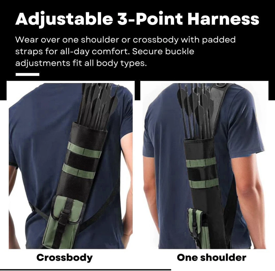 Archery Arrow Quiver Shoulder Bag Back Holder Pouch Target Recurve Bow Hunting - Image 2 of 4