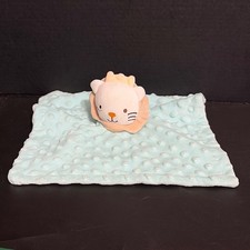 Lion Plush Baby Security Blanket Minky Dot Lovey Teal Textured 11x11 Snuggle