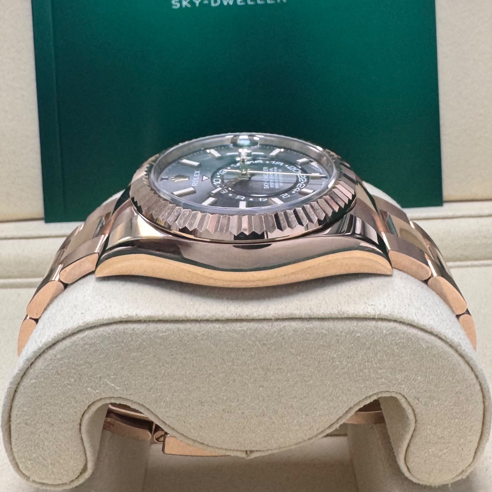 Rolex Sky-Dweller 2021 Auto 42 326935 Slate Dial 18K RG Fluted Bezel Oyster Band image 6