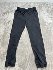 Old Navy Tech Jogger Boys Size XL YXL Black Tapered Zip Pocket Drawstring EUC