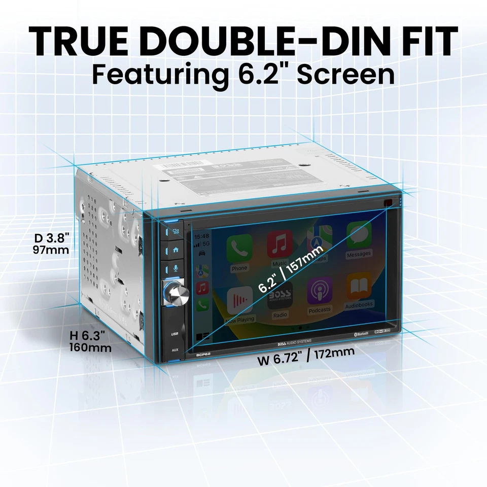 BOSS Audio Systems BCP62 Car Stereo Apple CarPlay Bluetooth 6.2 Inch Touchscreen - Image 4 of 4