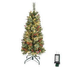 4 ft Prelit Christmas Tree with 150 LED Lights, 230 Branch Tips Metal Plug-in