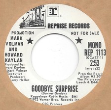 MARK VOLMAN & HOWARD KAYLAN Goodbye Surprise Turtles Flo & Eddie rock DJ 45 HEAR