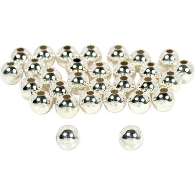 30 Ball Beads Silver Round Beading Stringing 6mm Parts