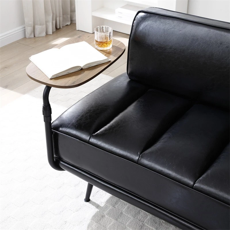 Modern End of Bed Bench PU Leather Upholstered Entryway Ottoman with Side Table - Image 3 of 4
