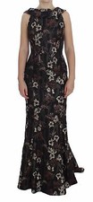 DOLCE & GABBANA Dress Black Floral Jacquard Sheath Gown IT40 / US6 / S RRP $4700