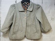 Lux Lined Womens Jacket Blazer Wool Blend Size Medium 3/4 Sleeve Crop Coat
