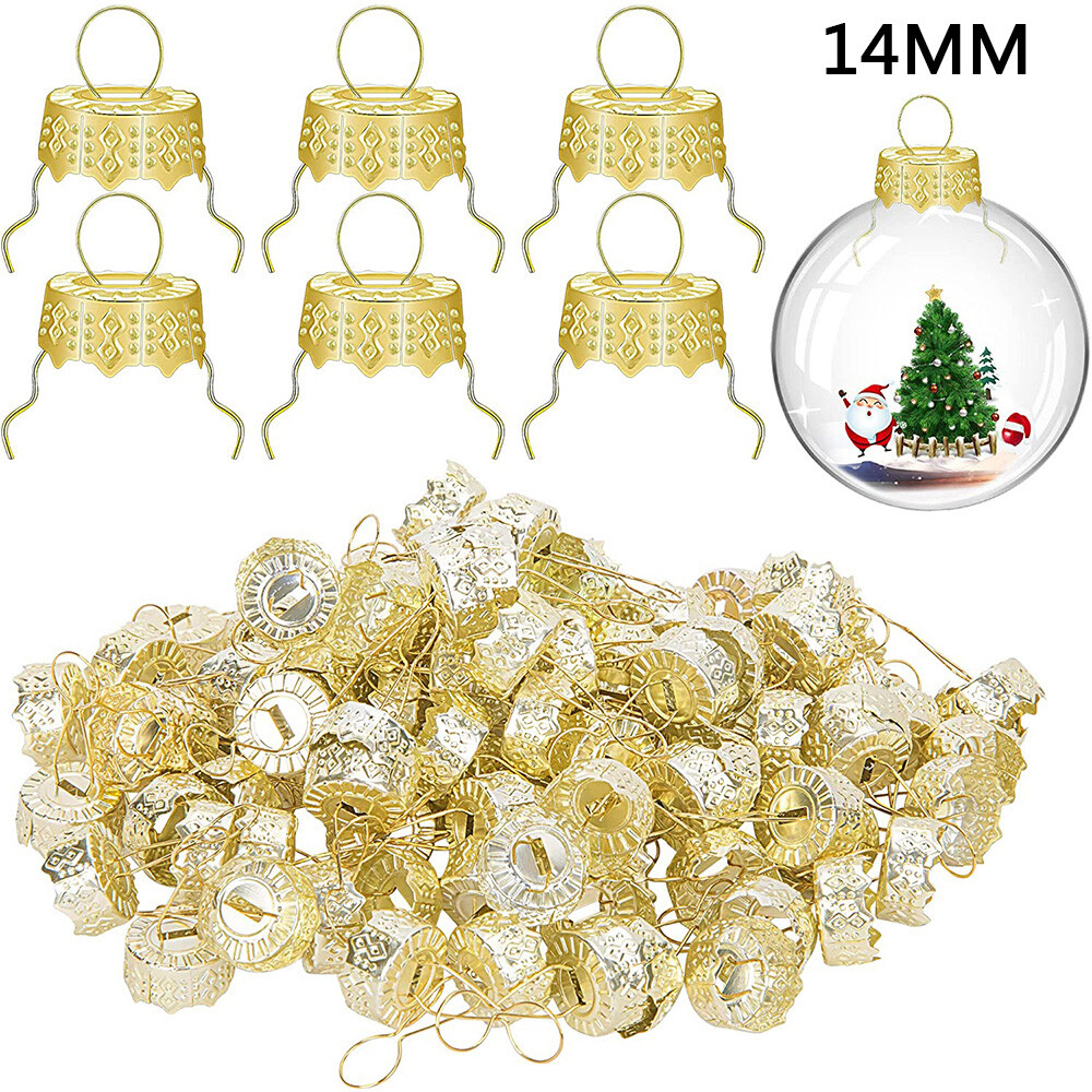 50 Stück Weihnachtsball Kugeln Ornament Caps Abnehmbarer Metallhänger