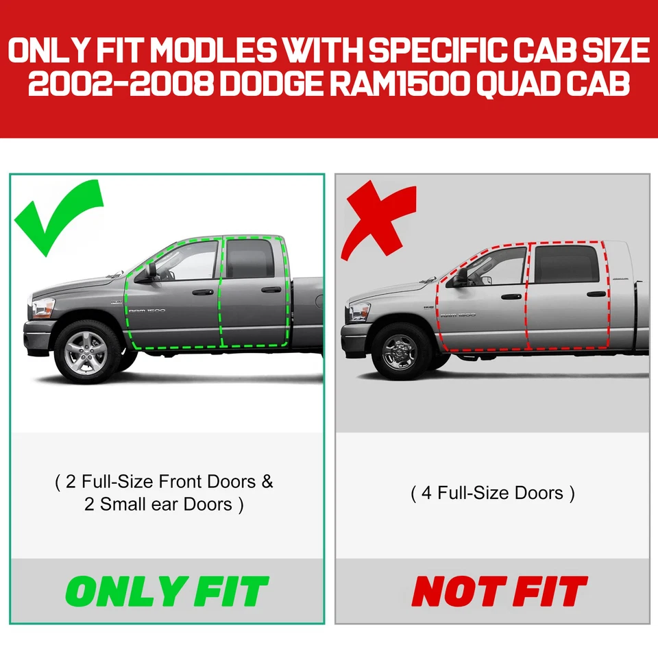 FOR 2002-2008 Dodge Ram 1500 Quad Cab Side Step Curved Running Board Nerf Bar — 第 3/4 张图片