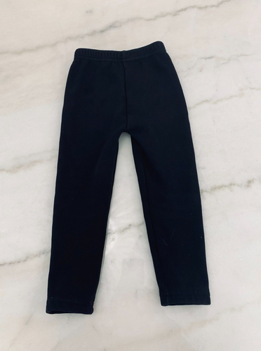 Girls fleece lined casual solid black leggings Size 3-4 - Picture 3 of 8