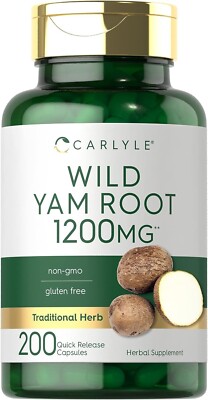 Wild Yam Root Capsules | 200 Count | Non-Gmo, Gluten Free | Herb Extract