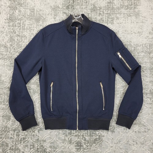 Zara Man Bomber Jacket Coat Men's Size Small Navy Blue Zipped Pockets