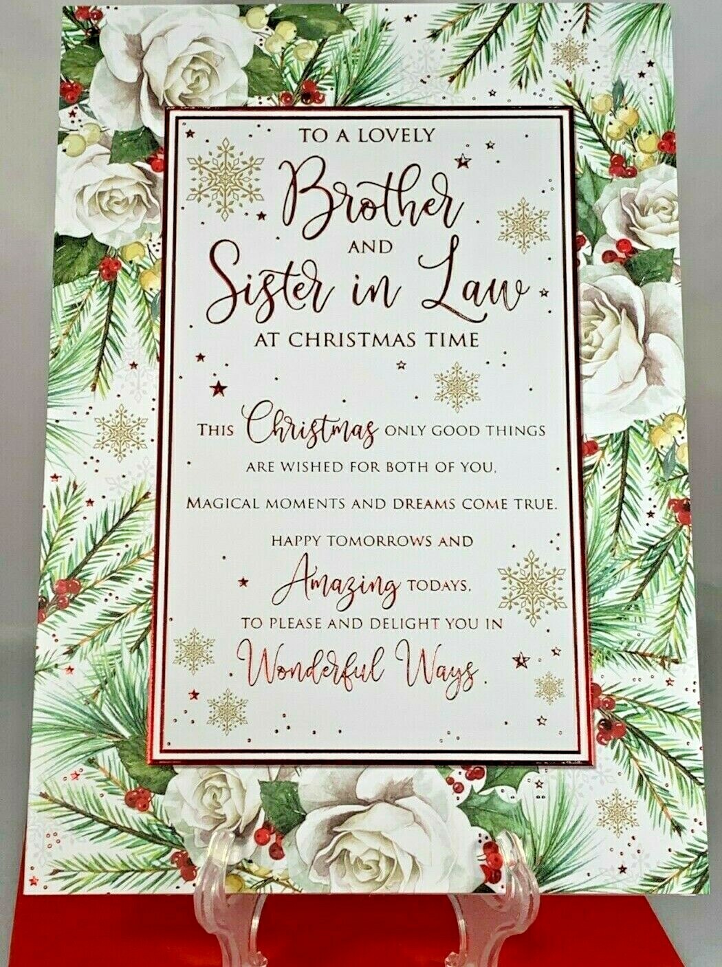 Christmas Card Brother & Sister-In-Law Large Foil Finish Xmas Cherry Orchard
