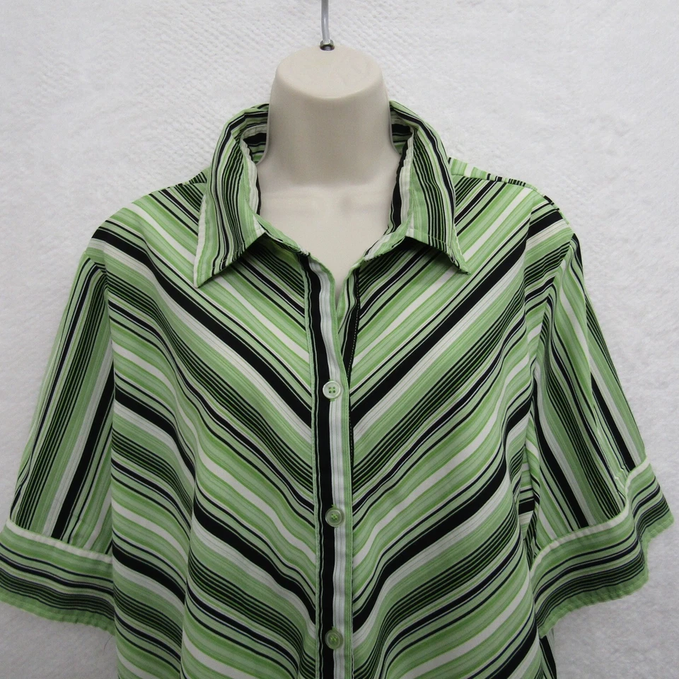 Blusa Top Joanna Mujer Manga Corta Glamour Fluido Carrera Verde Negra Talla Grande 2X Foto 2 de 4