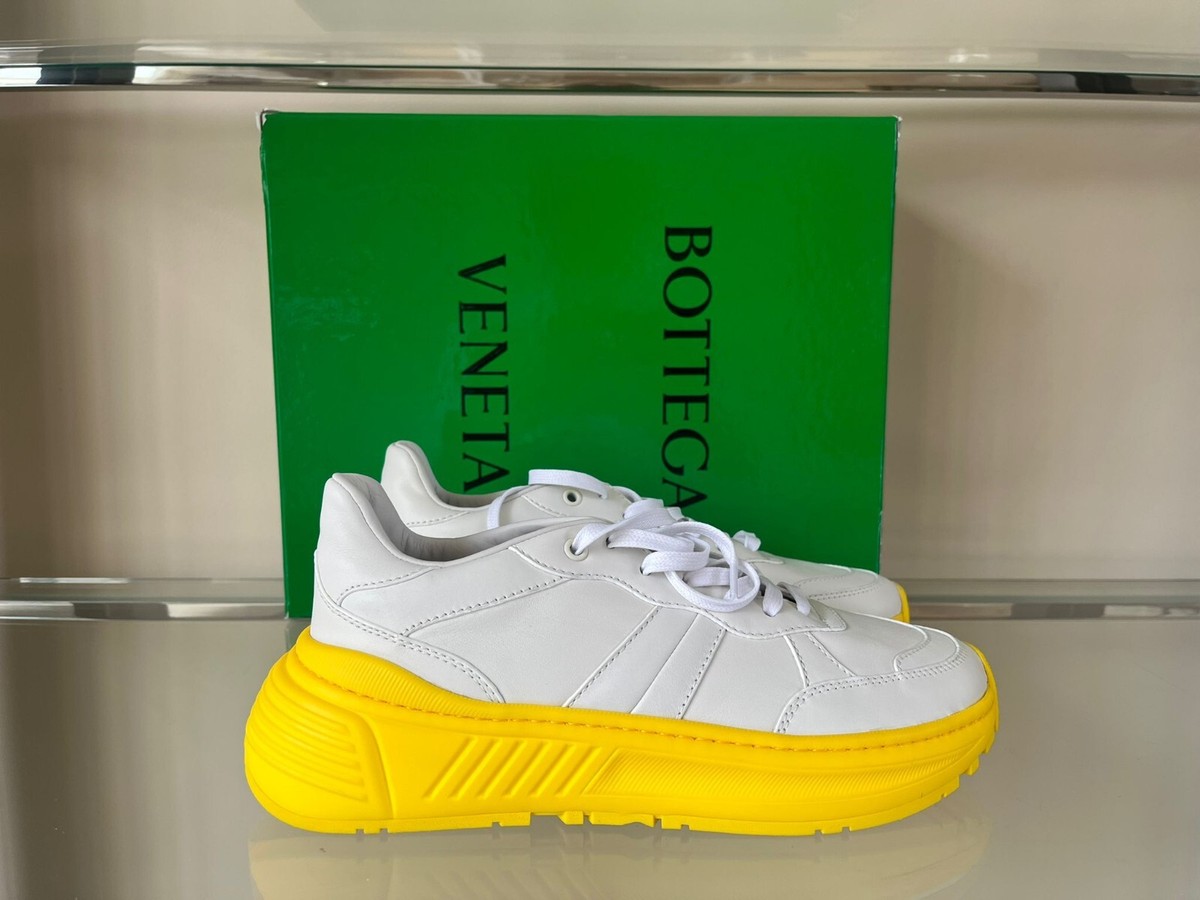 Bottega Veneta , Speedster Calf Sneakers in White Yellow