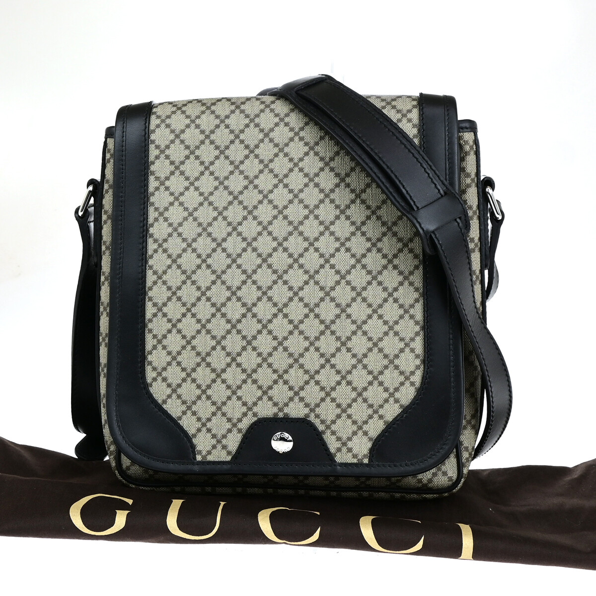 GUCCI Logo Diamante Crossbody Shoulder Bag PVC Leather Brown GUCCI Logo Diamante Crossbody Shoulder Bag PVC Leather Brown