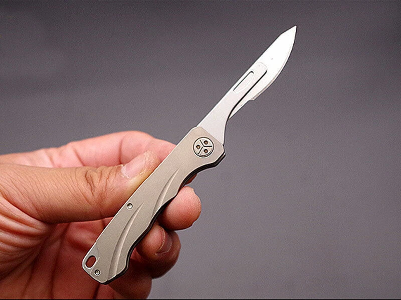 TC4 Titanium Utility Knife Scalpel Blade Pocket Folding Knife Outdoor Travel EDC - Image 3 of 4