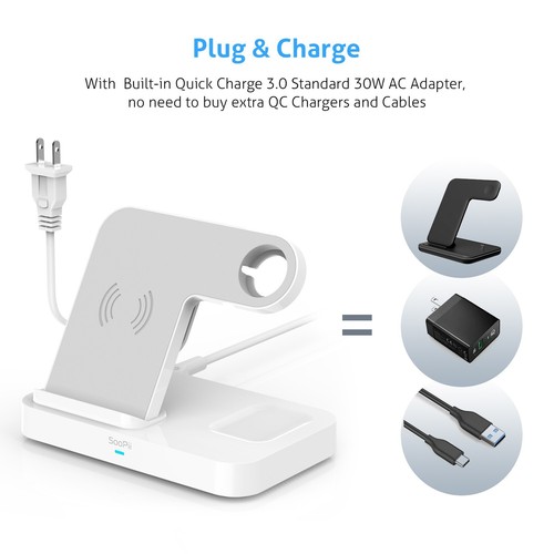 SooPii 4 in 1 Wireless Charging Station with Built-in QC 3.0 AC Adapter - Picture 2 of 8