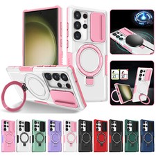 Magsafe Holder Sliding Lens Protection Case For Samsung Galaxy S24 S23 S22 S21