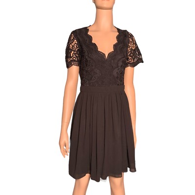 LULUS Black Lace Skater Dress Size Medium | eBay