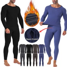 Mens Thermal Long Johns Top Bottom Warm Underwear Trouser TShirt Set Full Sleeve