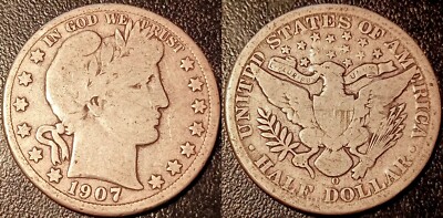 Vereinigte Staaten - Barber Halber Dollar Silber 1907 O, New Orleans! Km #116