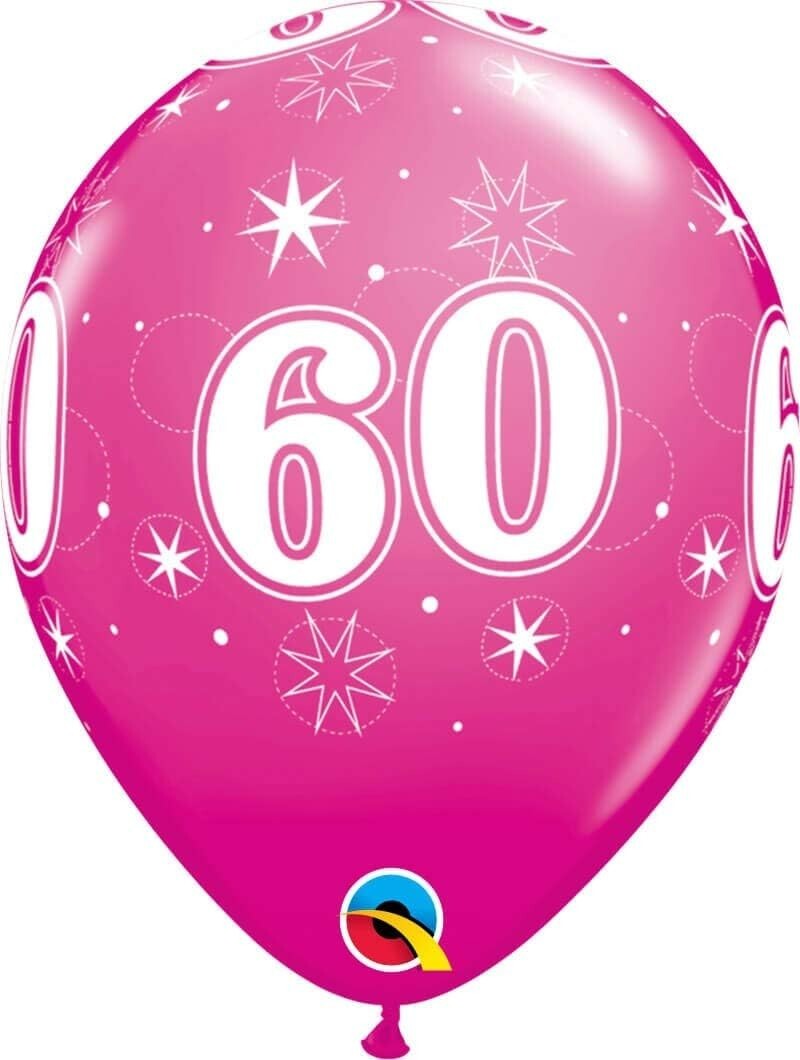 60th Birthday Pink Diamond Latex Balloon 11Inch 25 pack