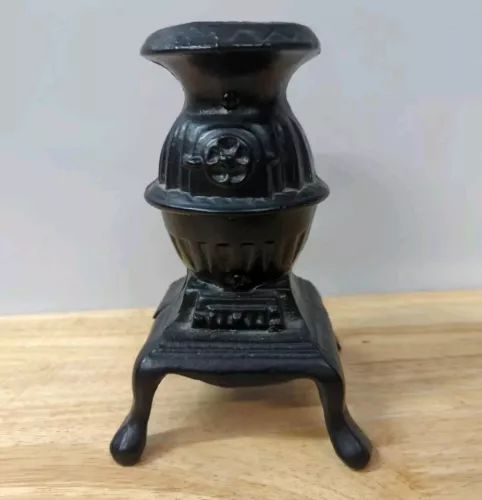 10" Vintage Cast Iron Small Pot Belly Stove