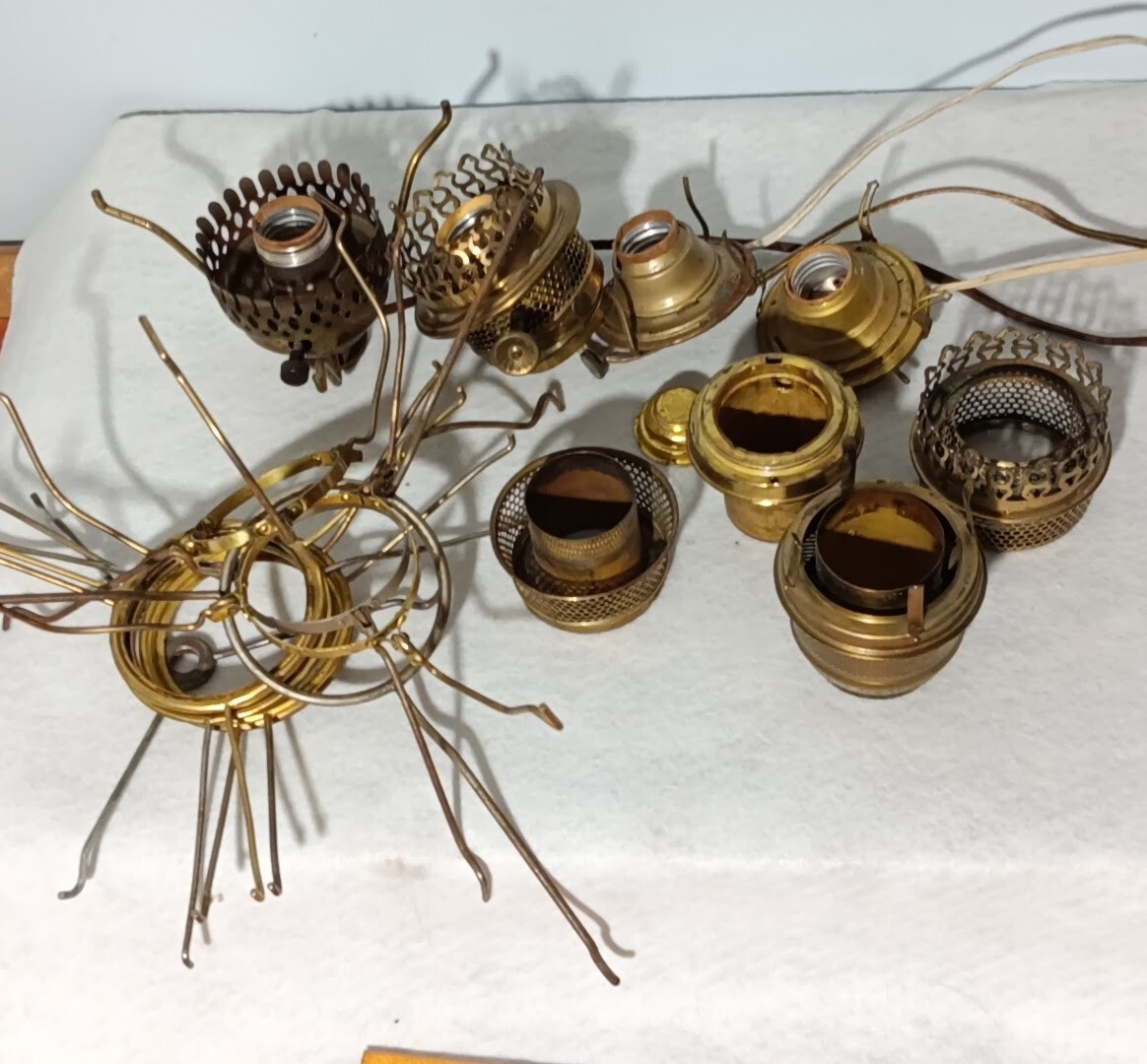 Lot of Vintage Antique Oil Lamp Conversion Parts and Shade Holders eBay