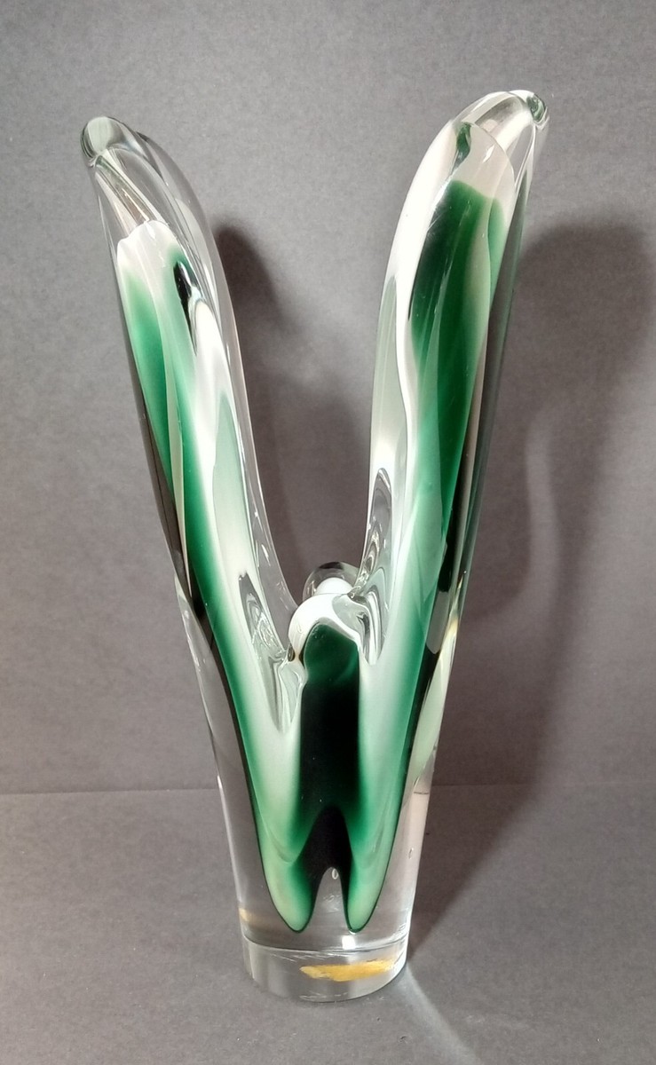 工芸品 Swedish Flygsfors art glass Coquille Flygsfors COQUILLE Paul Kedelv MCM Art Glass Vase | eBay
