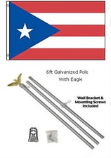 3x5 Puerto Rico Flag Galvanized Pole Kit Eagle Top 3'x5'