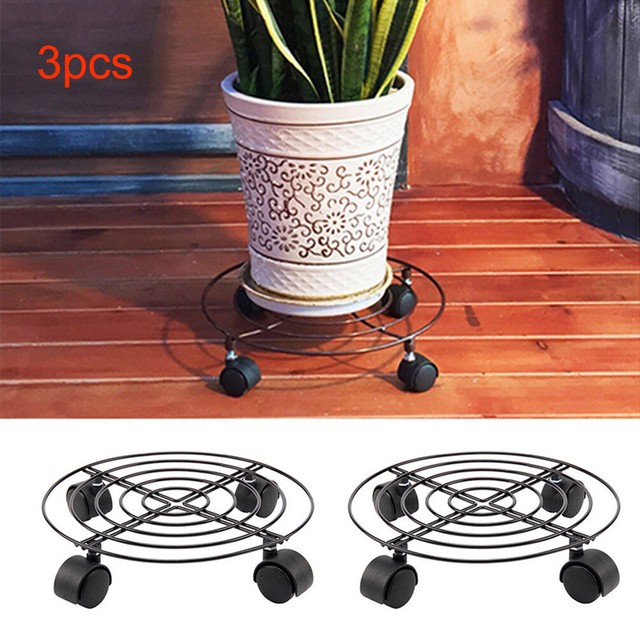 Heavy Plant Pot Wheels Mover Garden Planter Iron Caddy Trolley Trolly