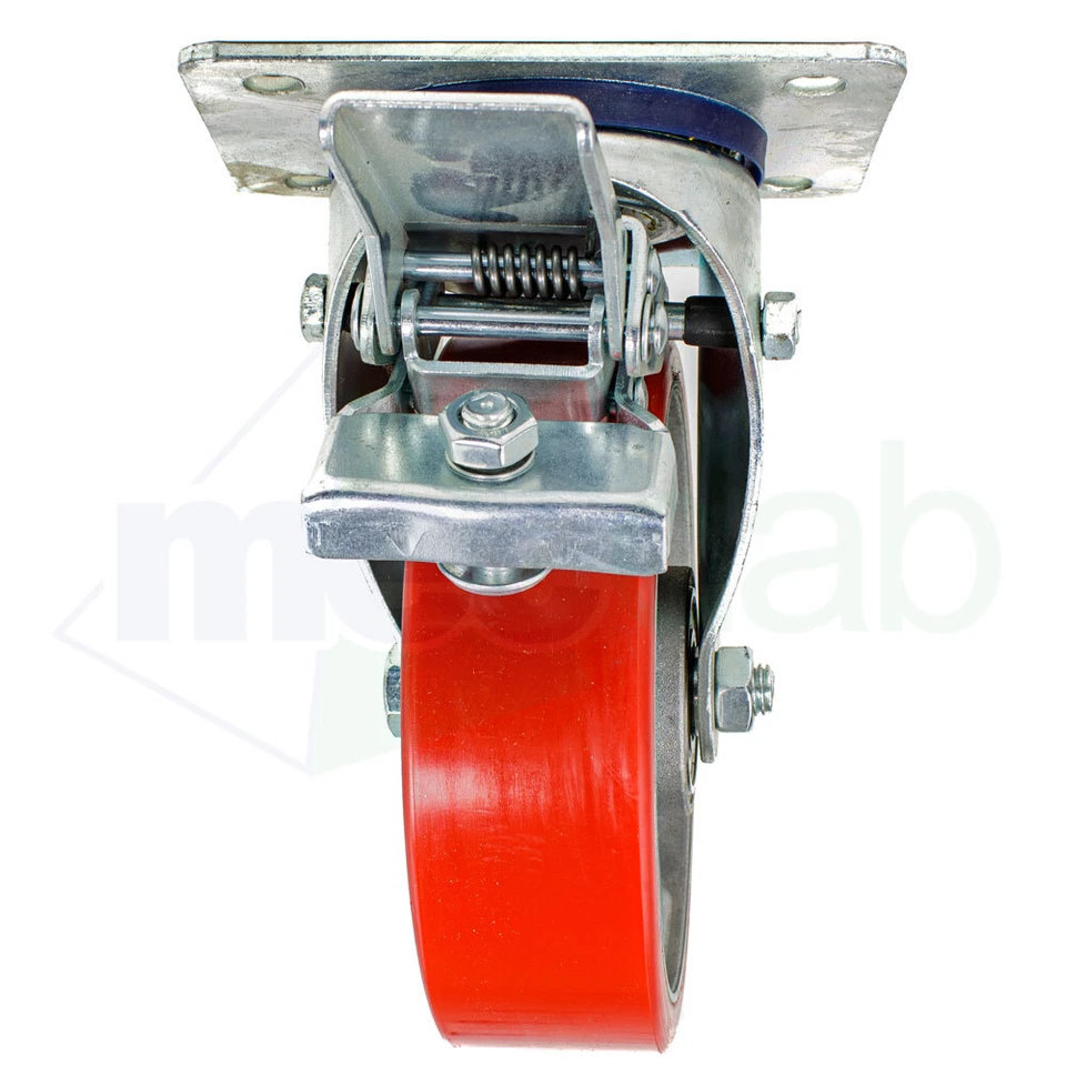 Ruota Con Piastra Girevole e Freno In Lega Di Alluminio Per Carrelli BPU,BMP - Immagine 4 di 4