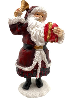 Winter Fairy Garden Santa with Gold Bell, Christmas Village 3 ''Figurines