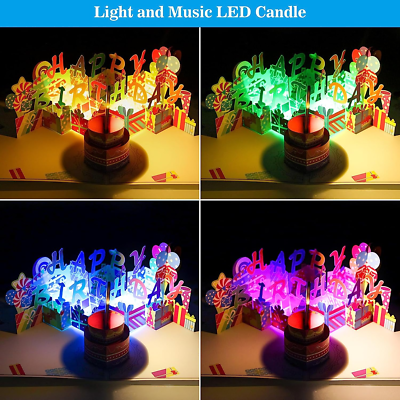 Aazon.co: CANREVEL Birthday Cards 3D PopUp Blowable LED Light Candle