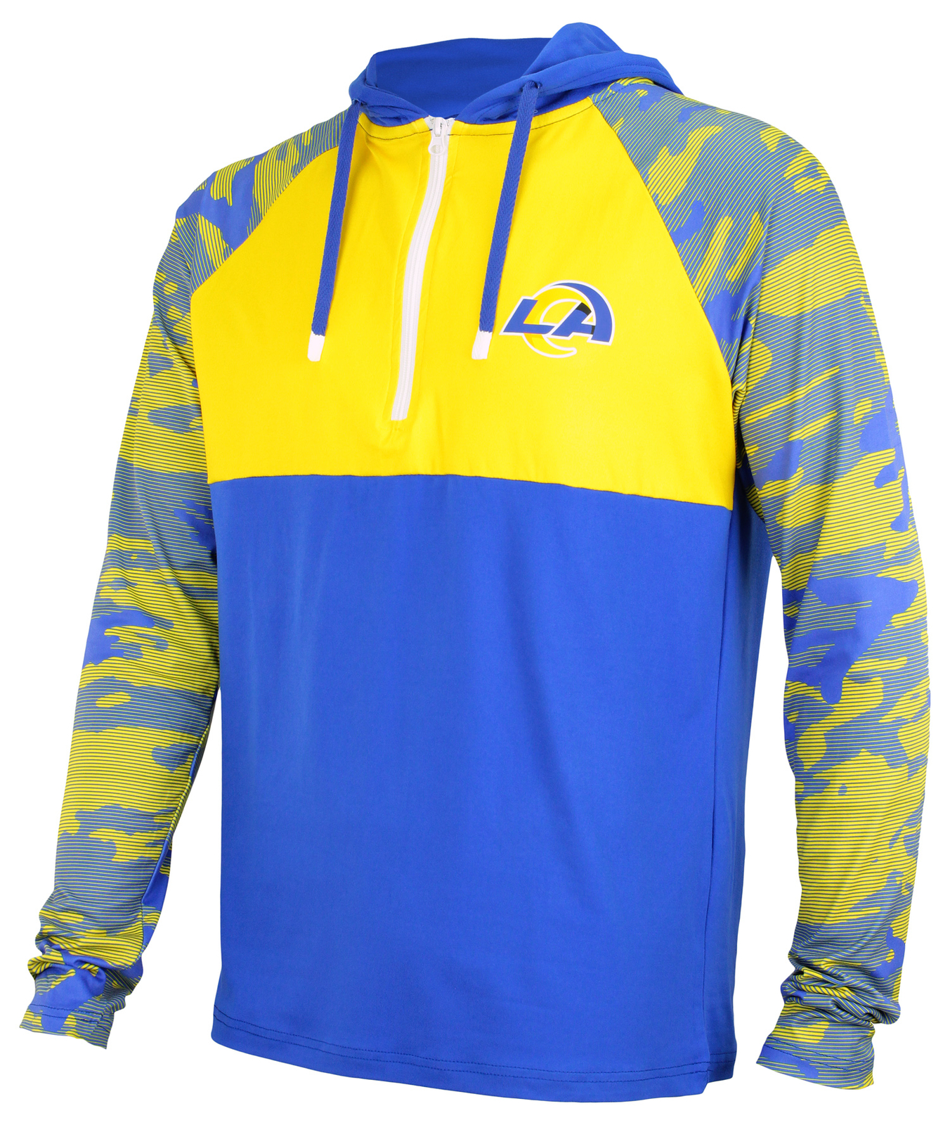 Толстовка с капюшоном Zubaz NFL Mens Los Angeles Rams Team Color Block на молнии 1/4 с камуфляжными линиями