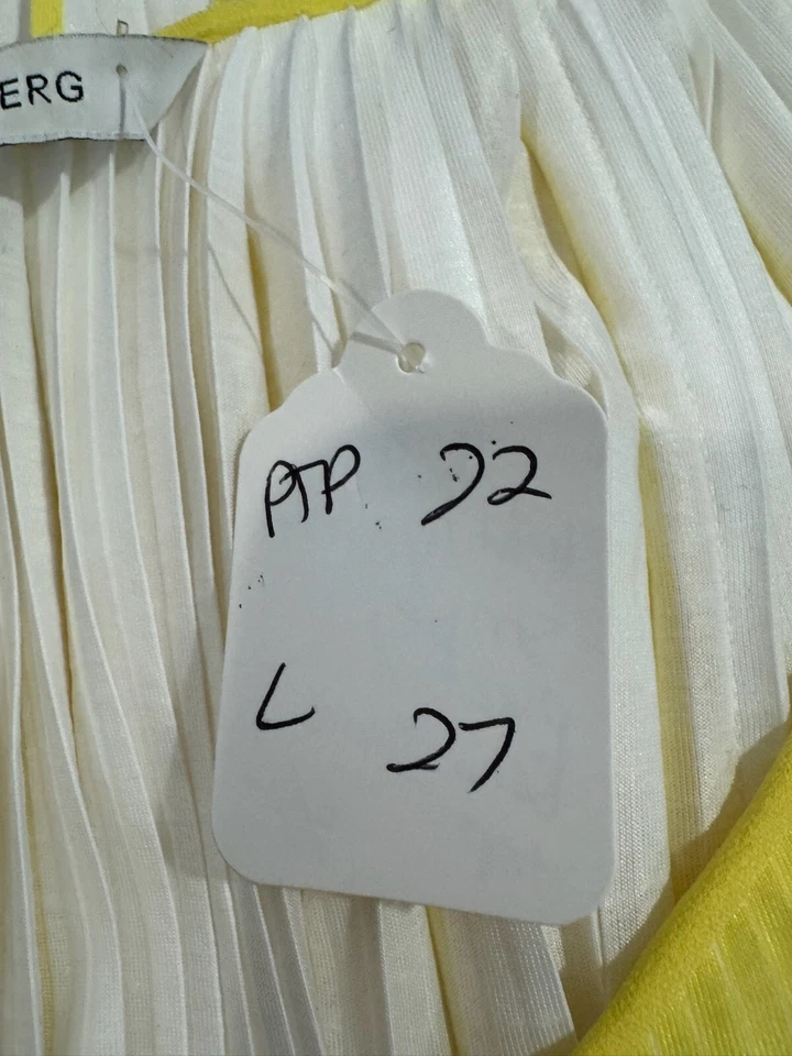 Top túnica plisada boho manga abullonada amarilla Diane von Furstenberg para mujer talla 10 Foto 4 de 4