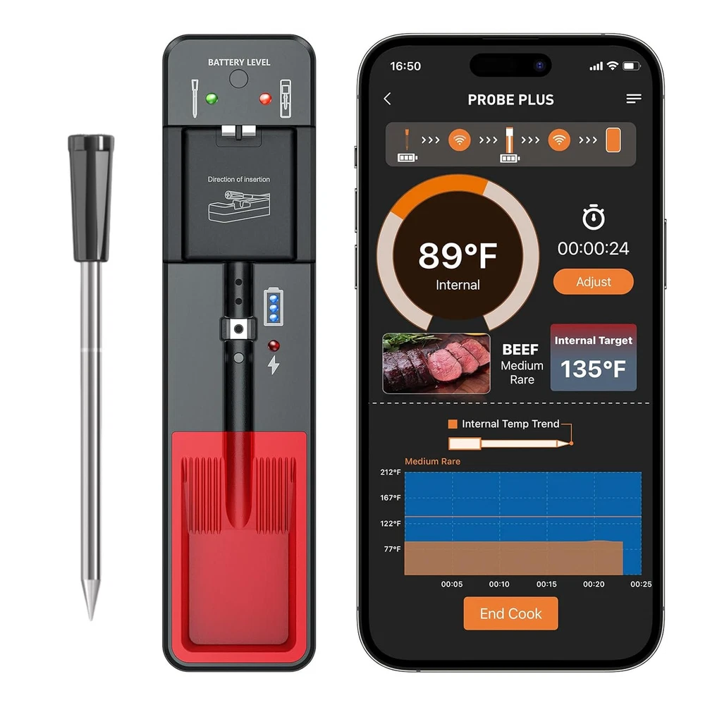Wireless Meat Thermometer Bluetooth, Food with Waterproof Probe Type-C