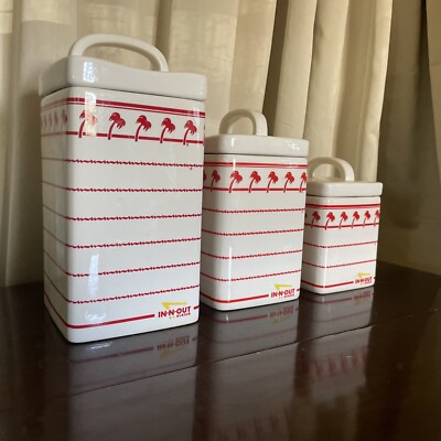 【激レア品！】In-N-Out Burger キッチンキャニスター 🍔 In-N-Out Burger Restaurant Ceramic Canister Jar 6 piece