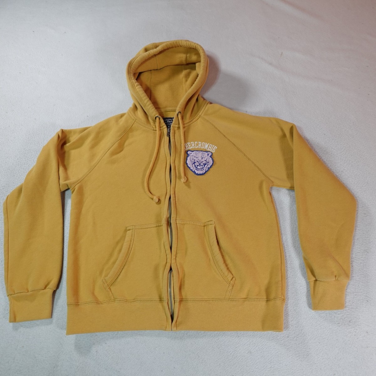 トップス Abercrombie&Fitch double zip hoodie y2k Abercrombie & Fitch NY Hoodie Mens S Y2K Muscle Distressed