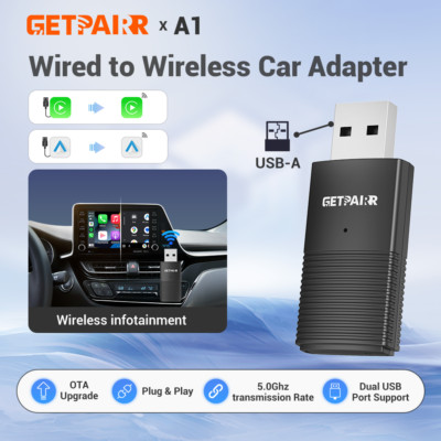 2in1 PAIRR Mini Kabelloser Carplay & Android Auto Adapter Dongle USB Plug & Play