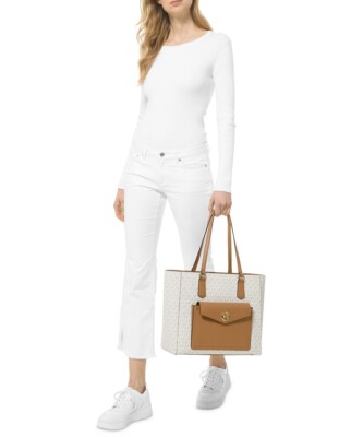Michael Kors Joey Large Vanilla Arcon MK Signature TZ Snap