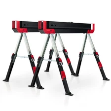 2-Pack Folding Sawhorses w/ Triangle Structure & Solid Rustproof Metal Frame