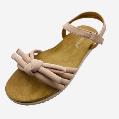 Girls' Pink Sandals Knot Strap Open Toe Hook & Loop Casual Summer Shoes Size 13