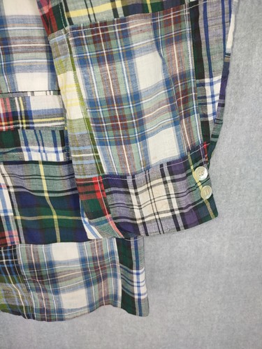 Vintage Mens Madras Patchwork Blazer Medium Multicolor Preppy 70s Carroll Reed - Picture 6 of 24