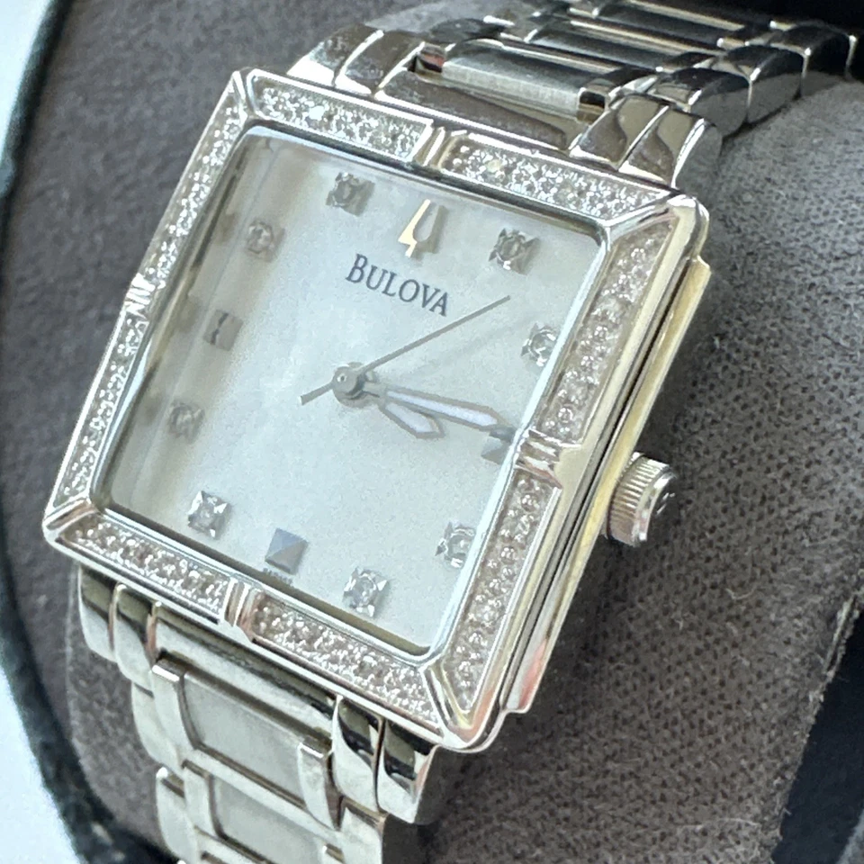 Bulova 96R143 Diamond Accent Silver Tone Date Stainless Steel Women's Watch $399 - Image 2 of 4