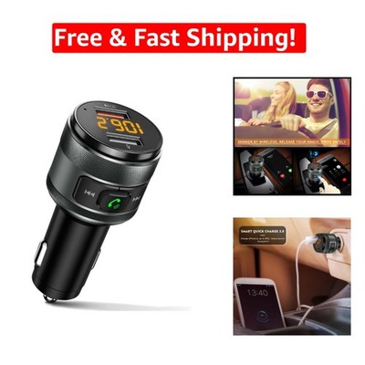 Dual USB Car Charger & Bluetooth FM Transmitter for Hands-Free Calling and Music