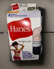 Hanes4womens Cotton Stretch Mid Thigh Boxer Briefs Size 8/XL